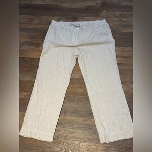 Talbots Striped beige and tan linen pants